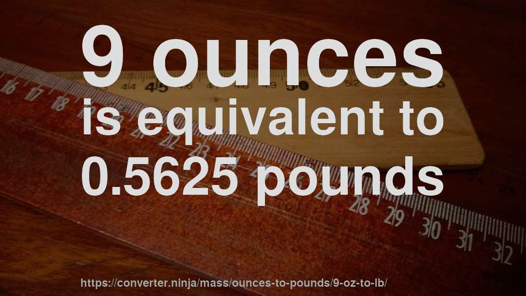 9 ounces is equivalent to 0.5625 pounds