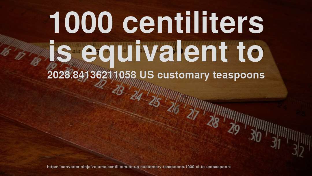 1000 centiliters is equivalent to 2028.84136211058 US customary teaspoons