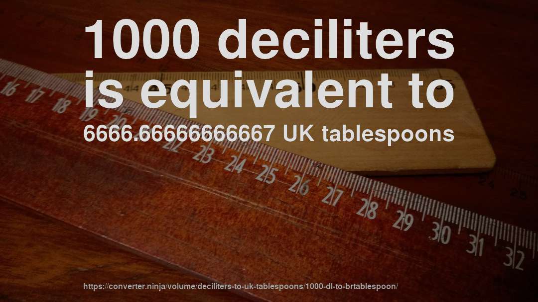 1000 deciliters is equivalent to 6666.66666666667 UK tablespoons