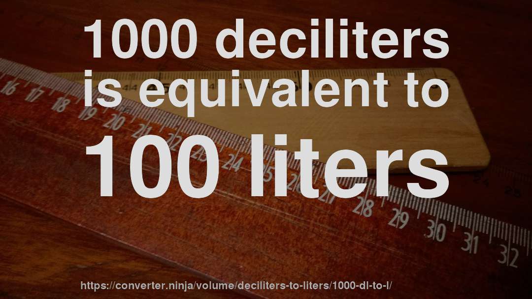 1000 deciliters is equivalent to 100 liters