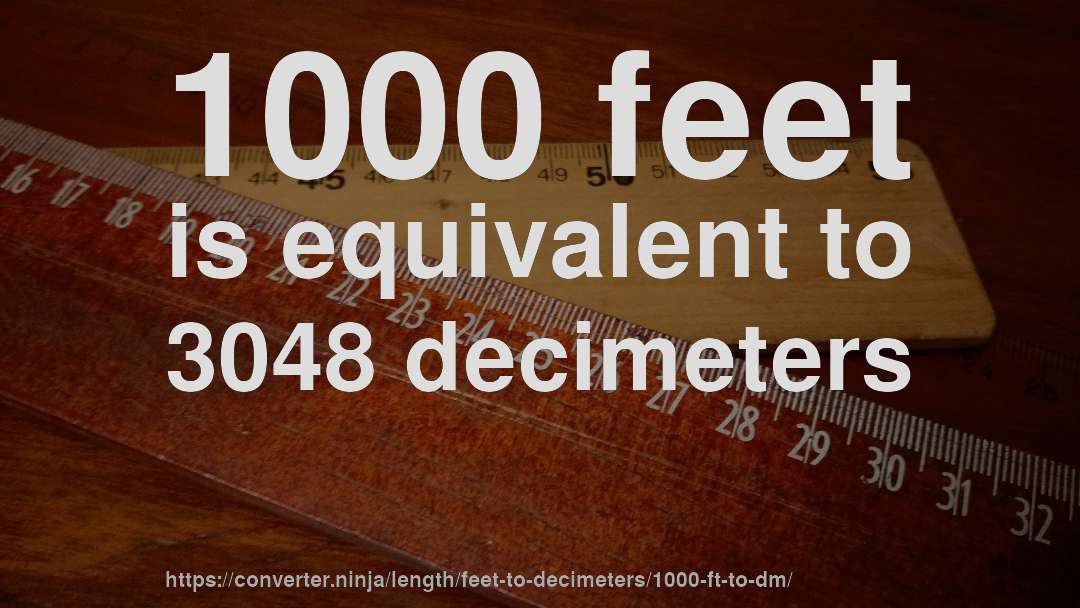 1000 feet is equivalent to 3048 decimeters