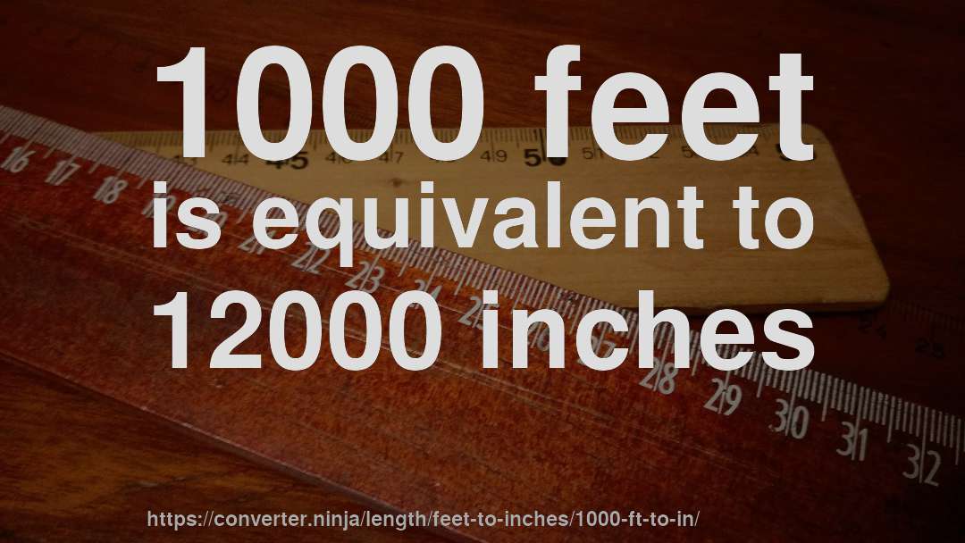 1000 feet is equivalent to 12000 inches