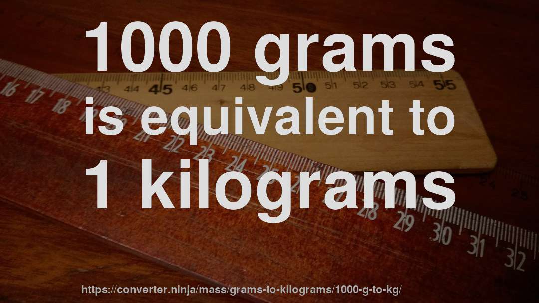 1000 grams is equivalent to 1 kilograms
