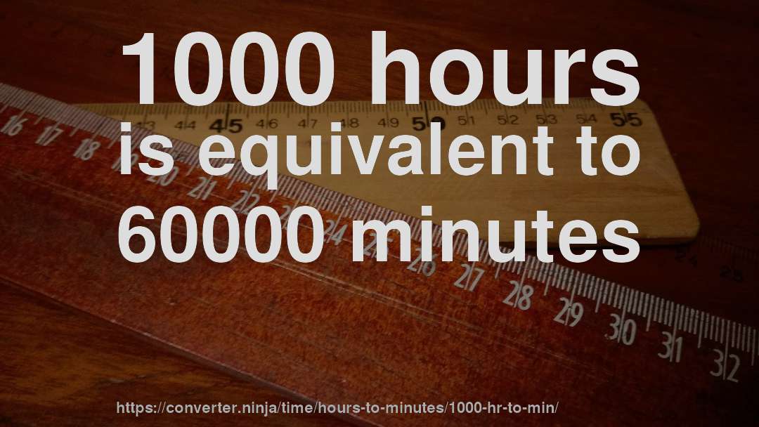 1000 hours is equivalent to 60000 minutes
