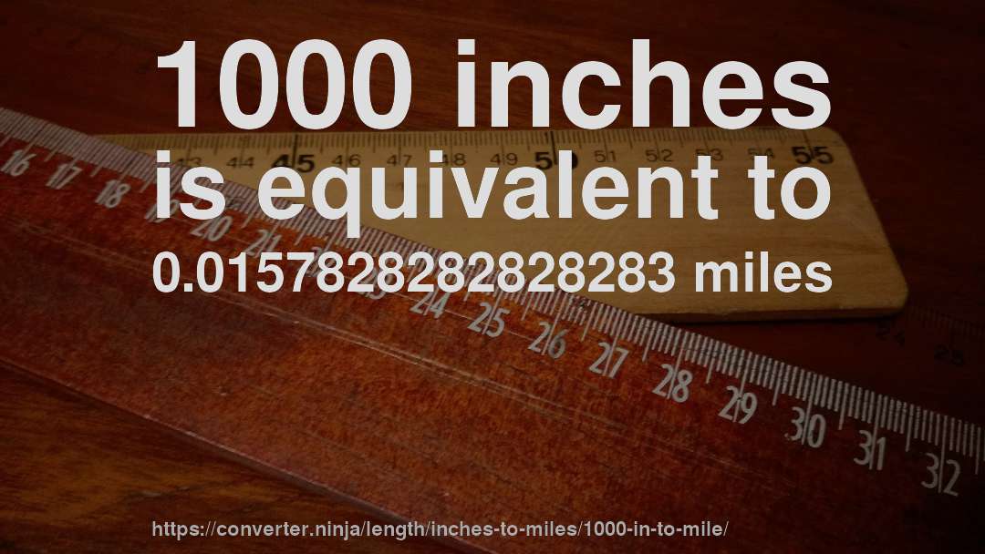 1000 inches is equivalent to 0.0157828282828283 miles