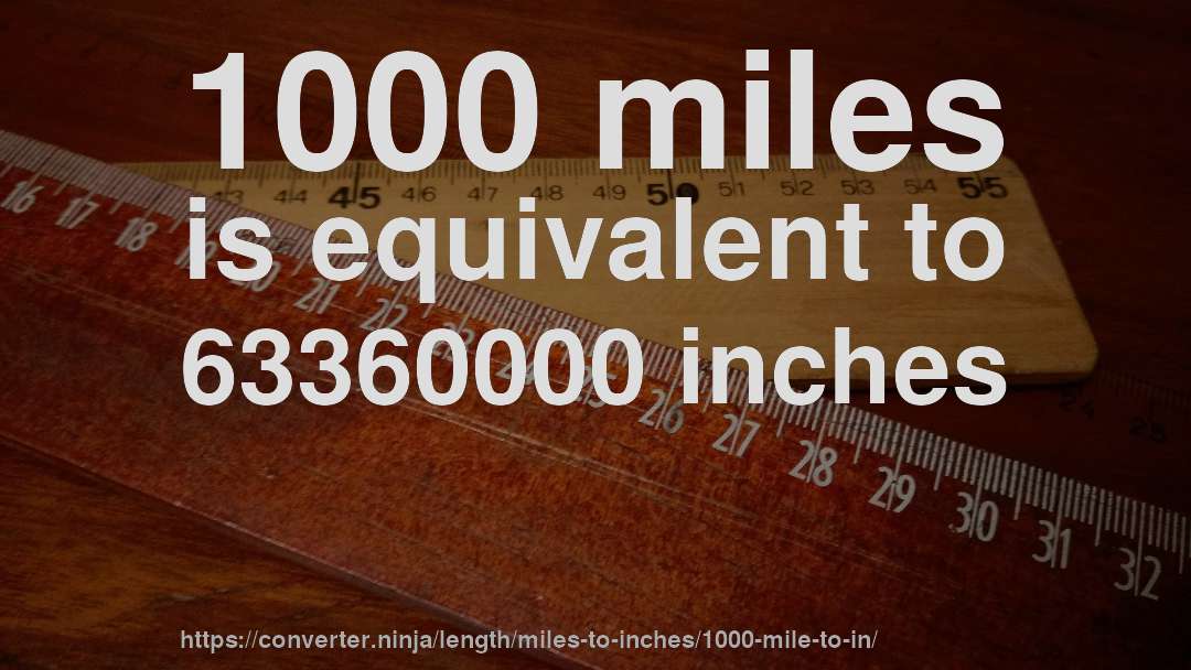 1000 miles is equivalent to 63360000 inches
