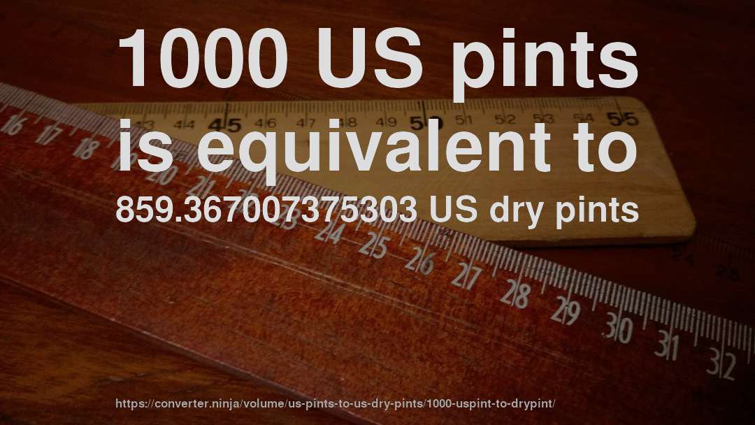 1000 US pints is equivalent to 859.367007375303 US dry pints