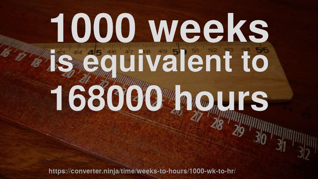 1000 weeks is equivalent to 168000 hours
