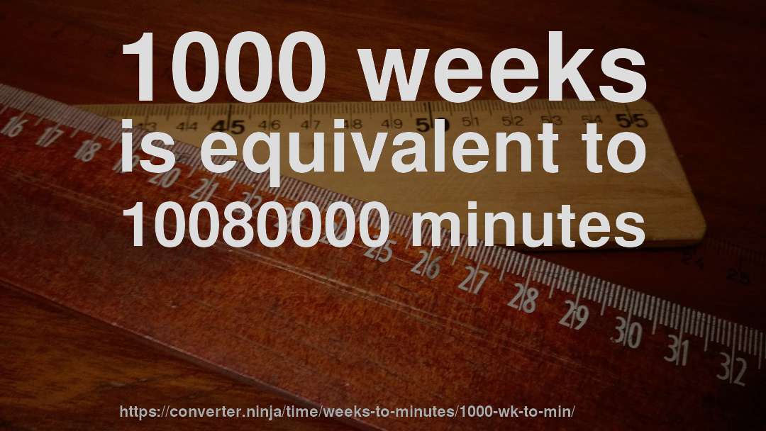 1000 weeks is equivalent to 10080000 minutes