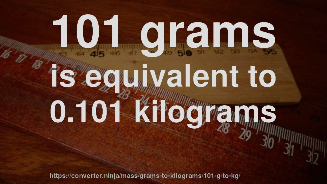 101 grams is equivalent to 0.101 kilograms