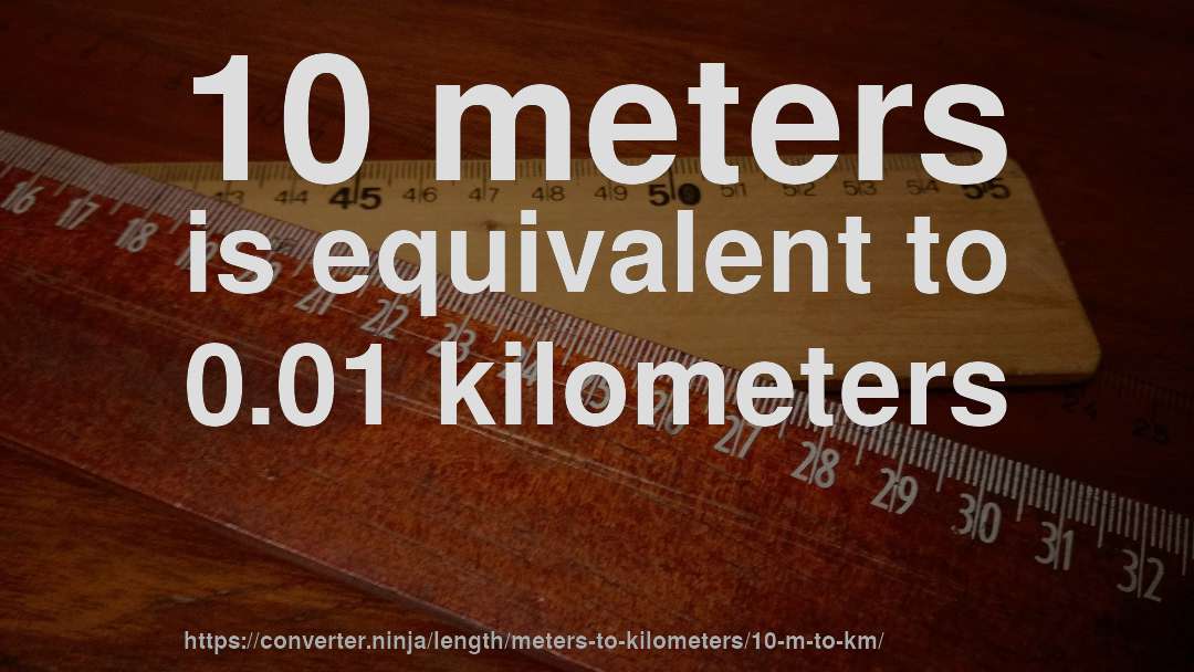 10 meters is equivalent to 0.01 kilometers