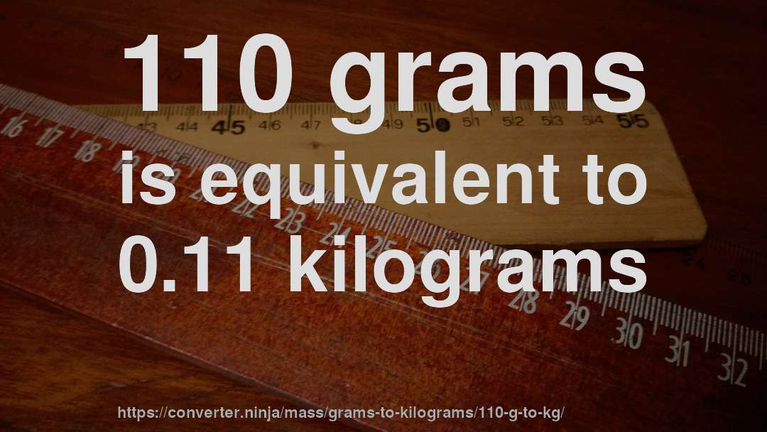 110 grams is equivalent to 0.11 kilograms