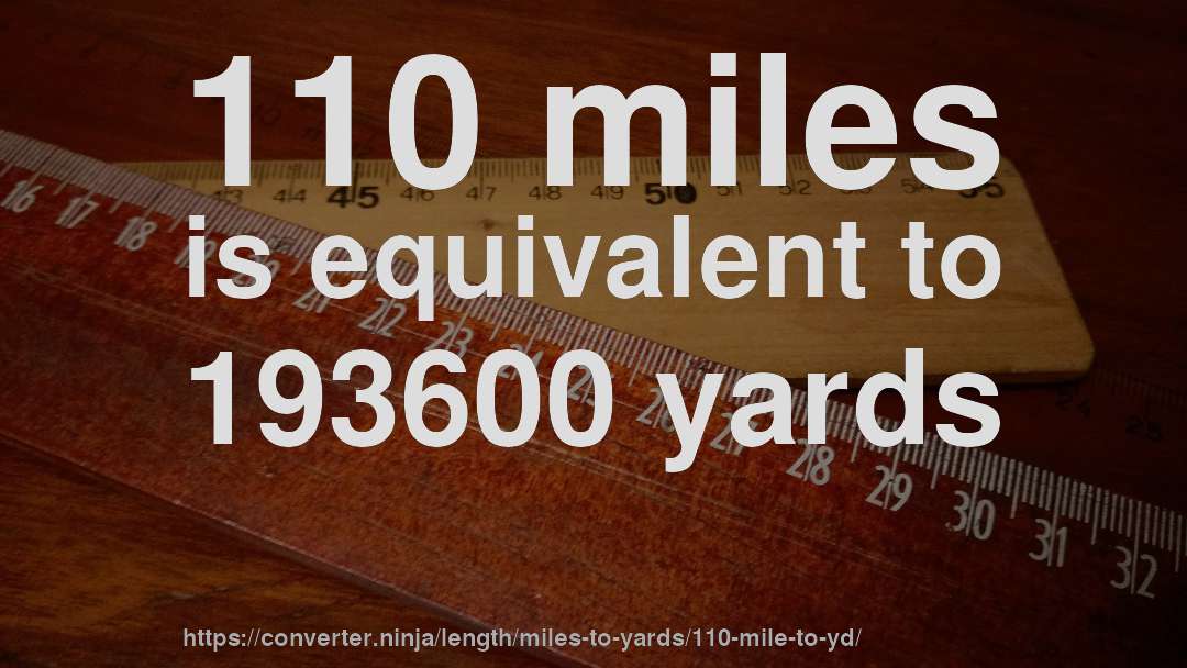 110 miles is equivalent to 193600 yards