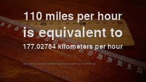 110 miles per outlet hour in km h