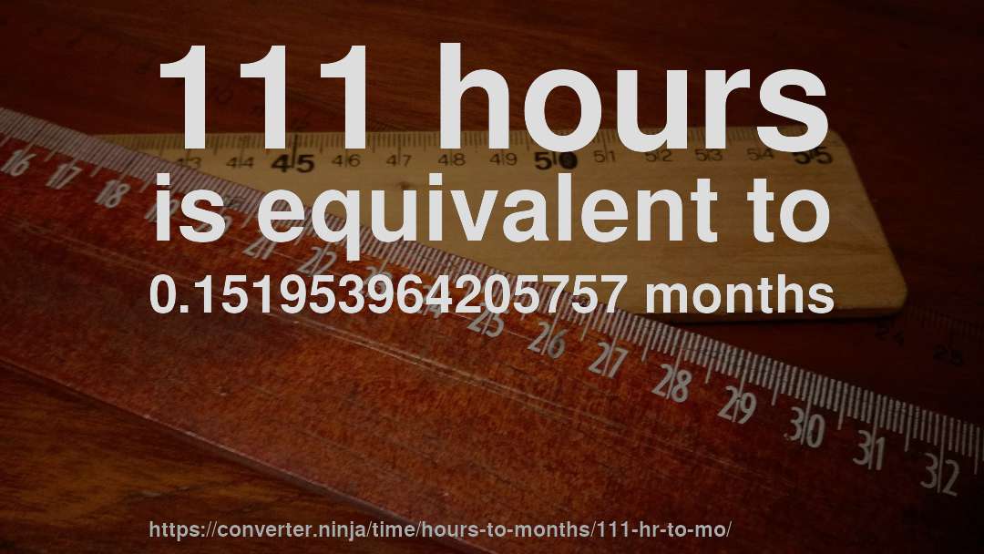 111 hours is equivalent to 0.151953964205757 months