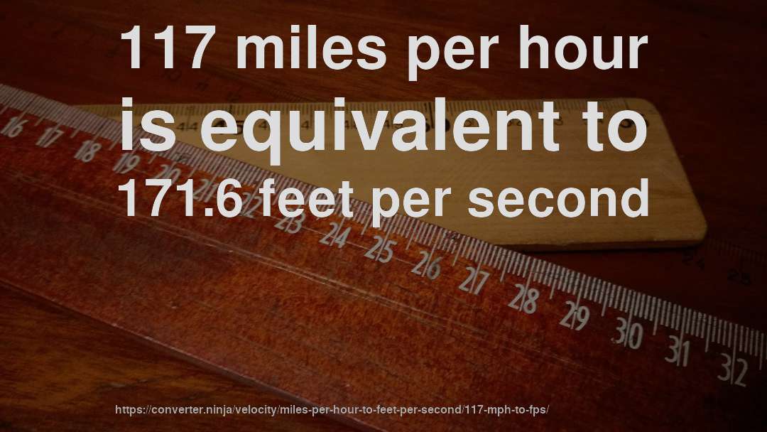 117 miles per hour is equivalent to 171.6 feet per second