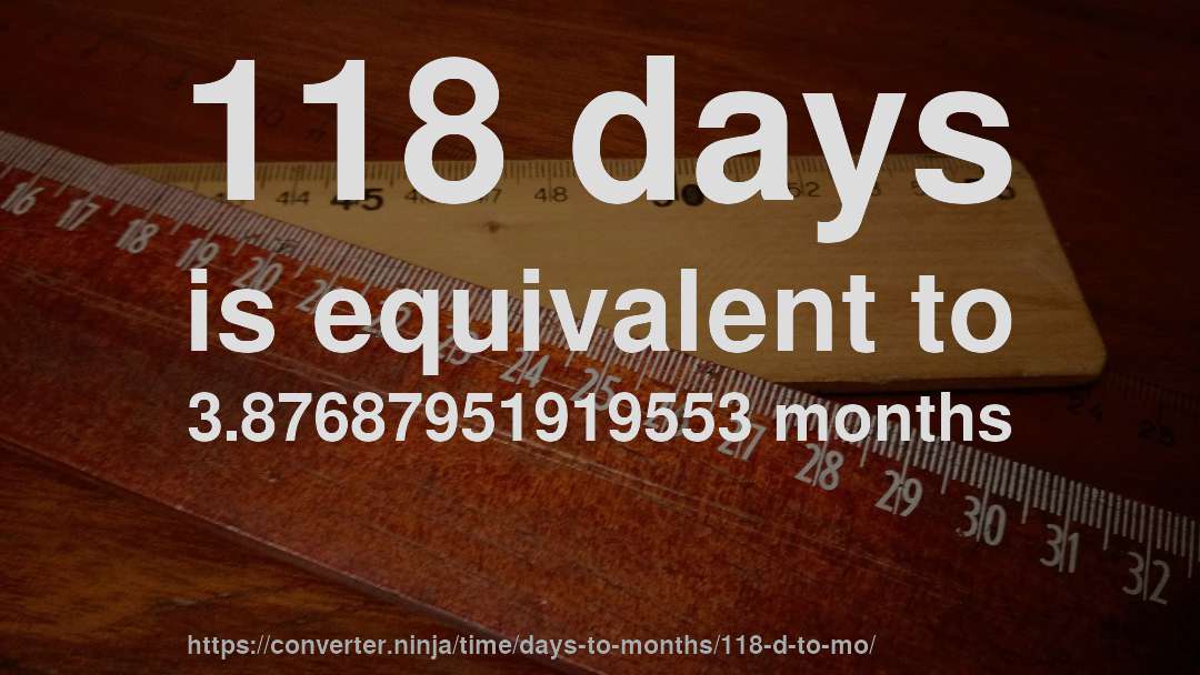 118 days is equivalent to 3.87687951919553 months