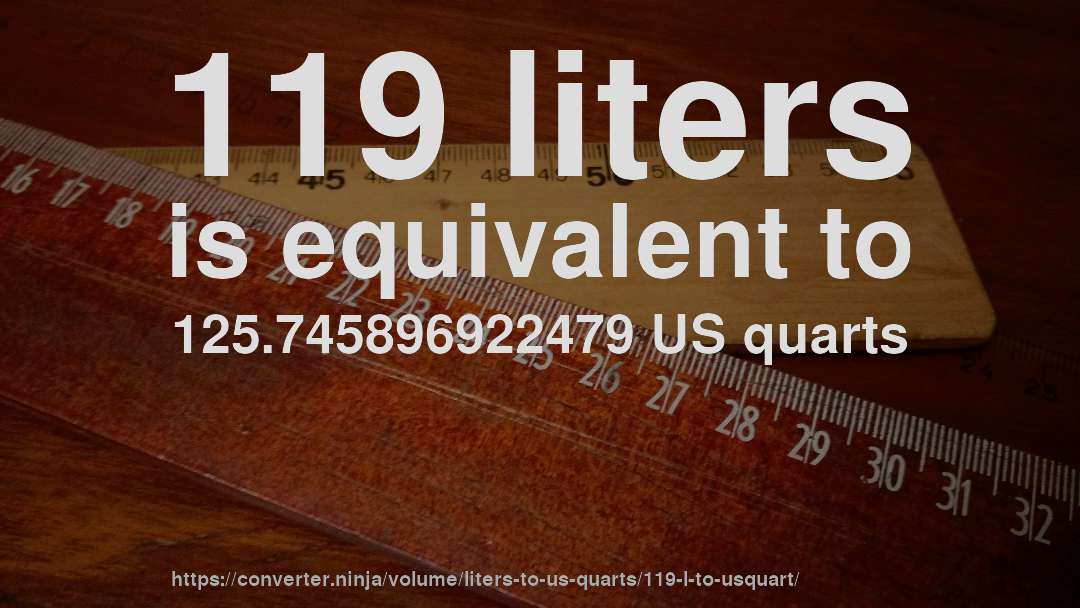 119 liters is equivalent to 125.745896922479 US quarts