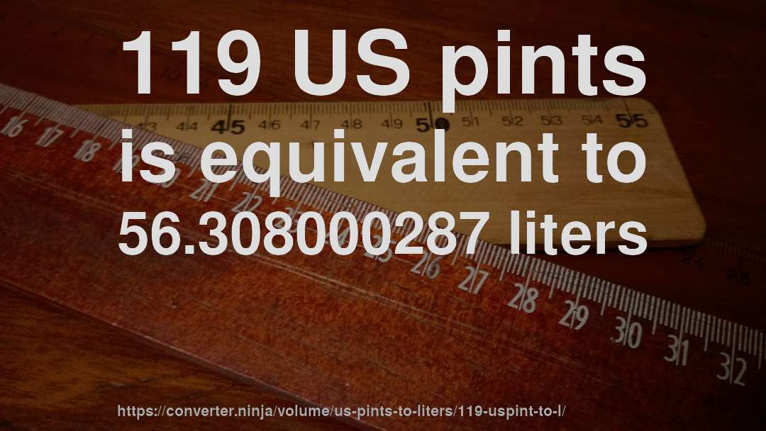 119 US pints is equivalent to 56.308000287 liters