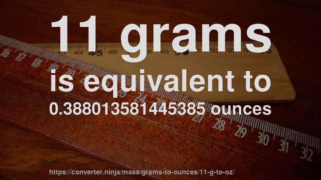 11 grams is equivalent to 0.388013581445385 ounces