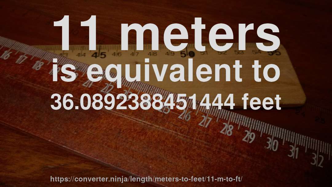 11 meters is equivalent to 36.0892388451444 feet