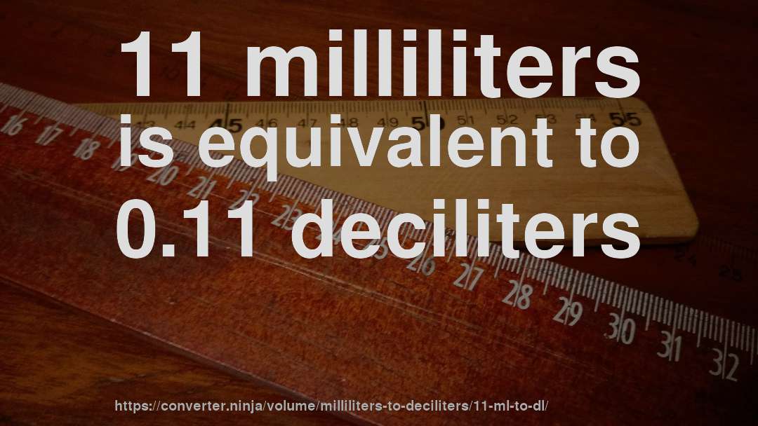 11 milliliters is equivalent to 0.11 deciliters