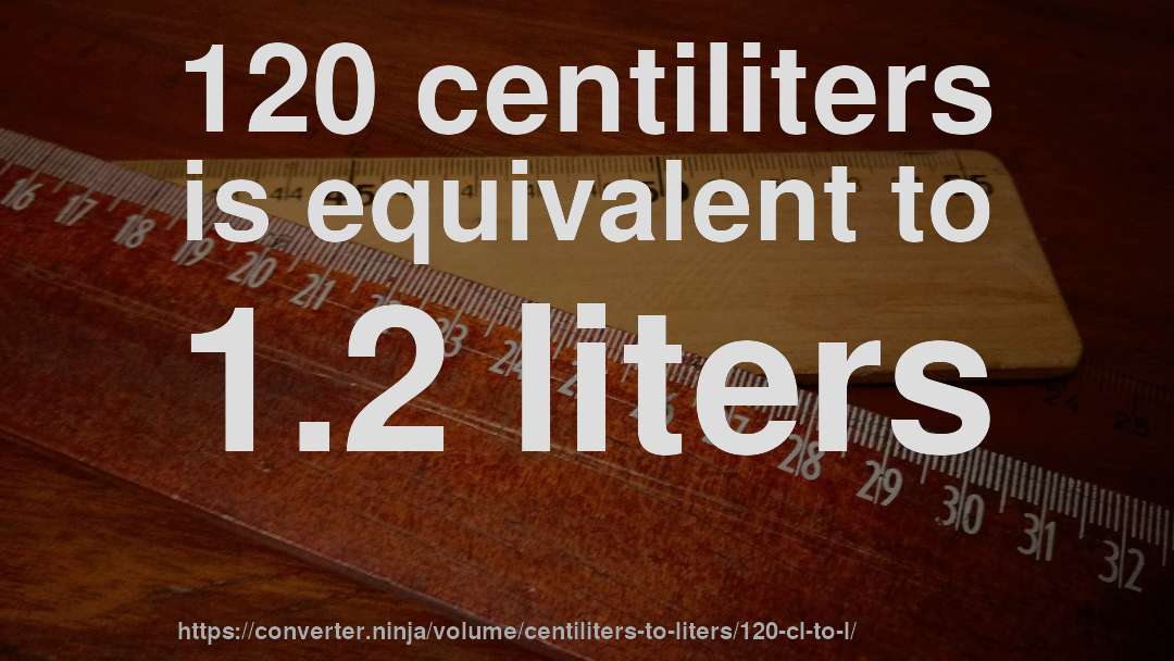 120 centiliters is equivalent to 1.2 liters
