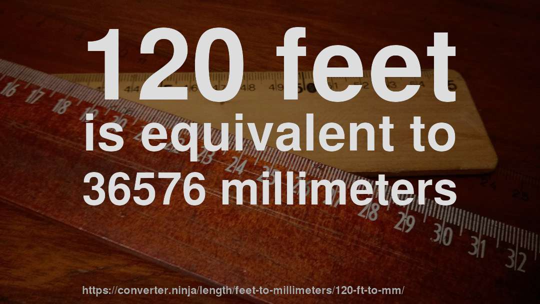 120 feet is equivalent to 36576 millimeters