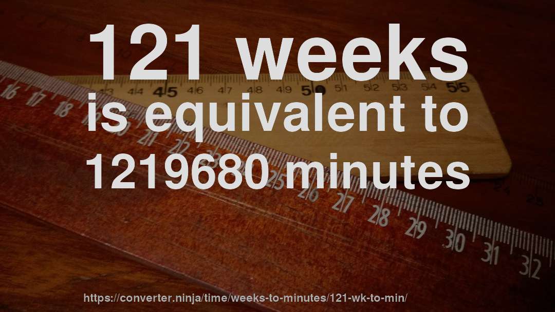 121 weeks is equivalent to 1219680 minutes