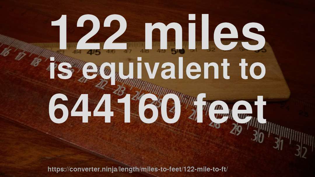 122 miles is equivalent to 644160 feet
