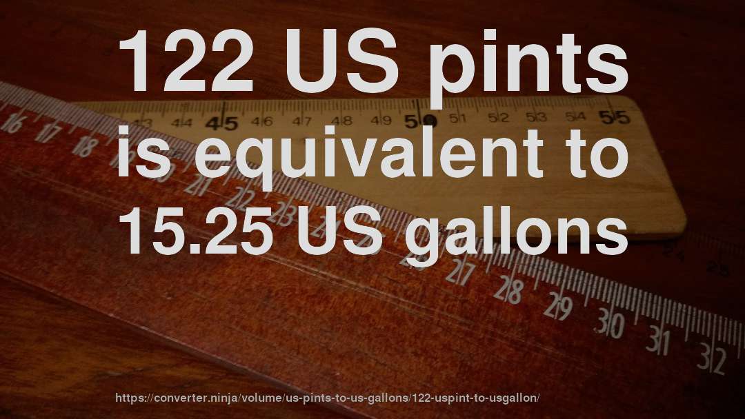 122 US pints is equivalent to 15.25 US gallons