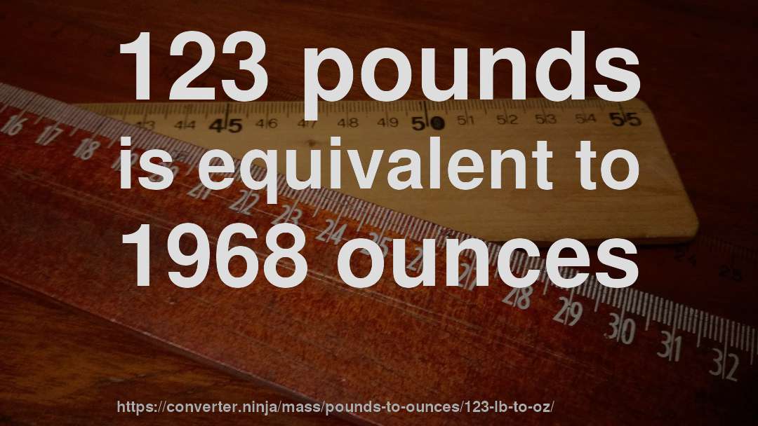 123 pounds is equivalent to 1968 ounces