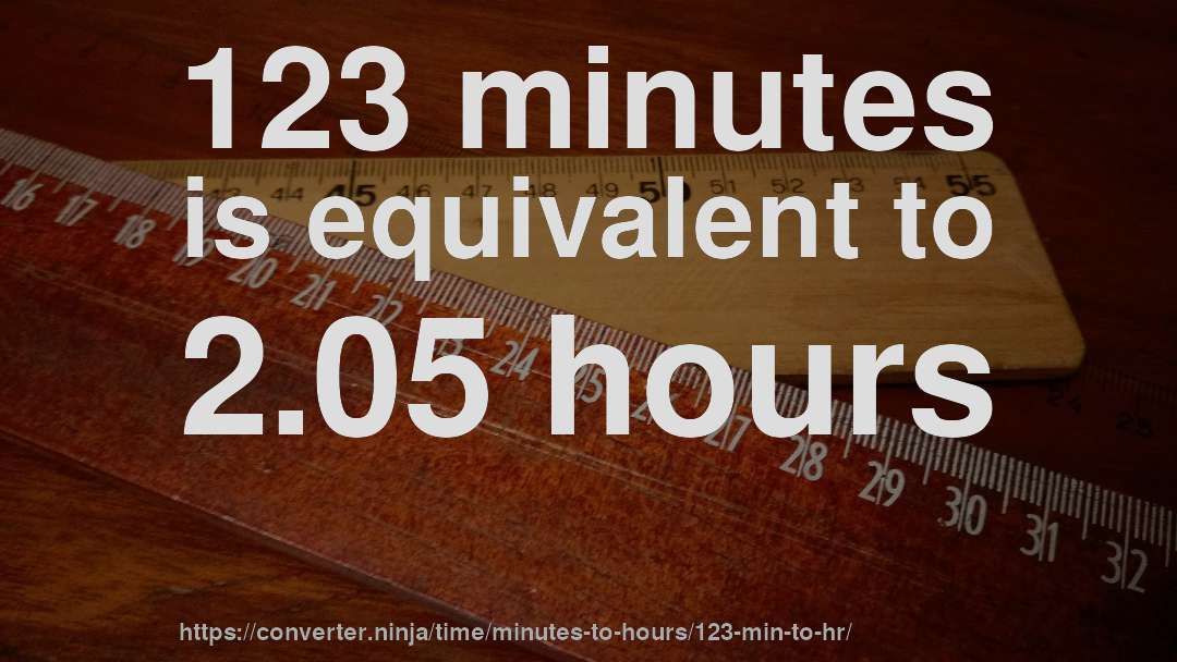 123 minutes is equivalent to 2.05 hours