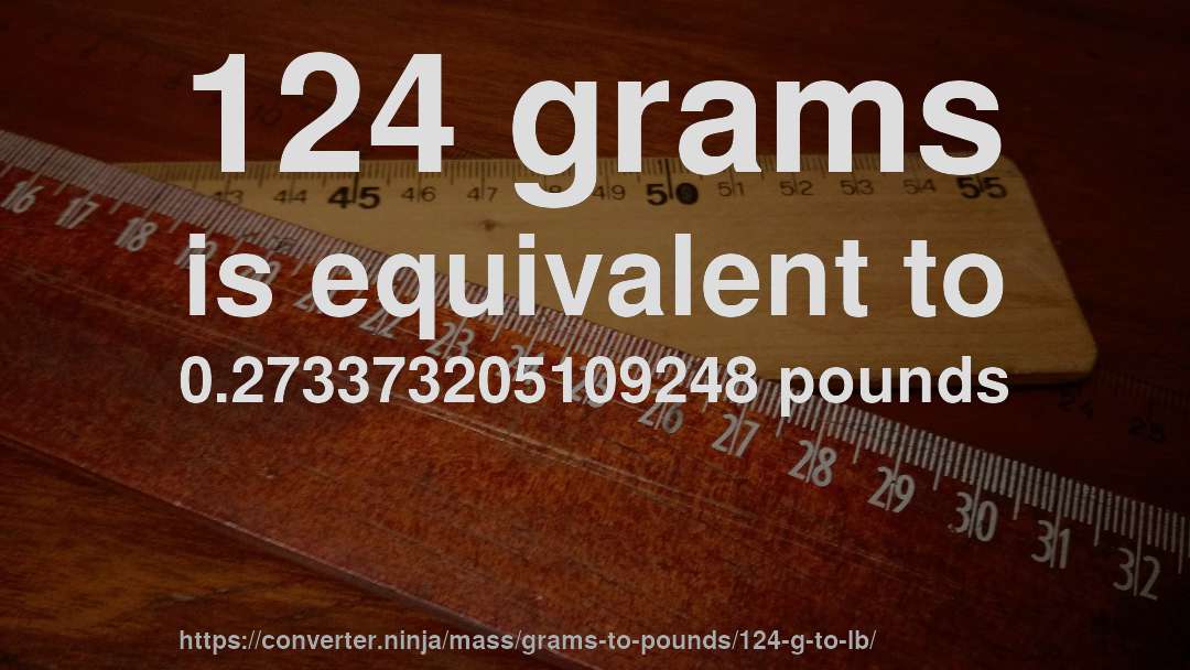 124 grams is equivalent to 0.273373205109248 pounds