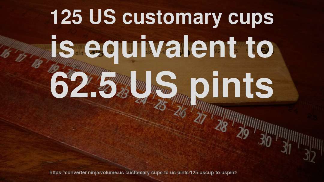 125 US customary cups is equivalent to 62.5 US pints