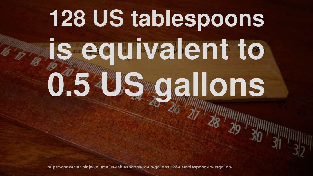 128 US tablespoons is equivalent to 0.5 US gallons