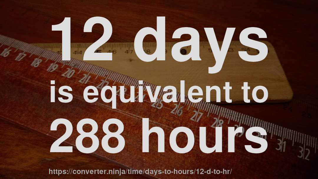 12 days is equivalent to 288 hours