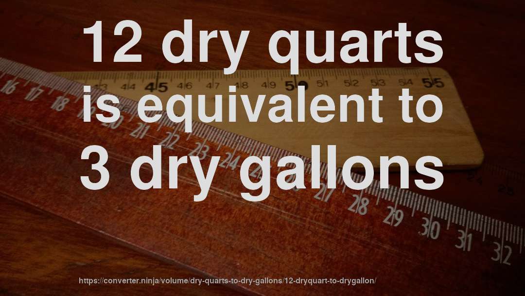 12 dry quarts is equivalent to 3 dry gallons