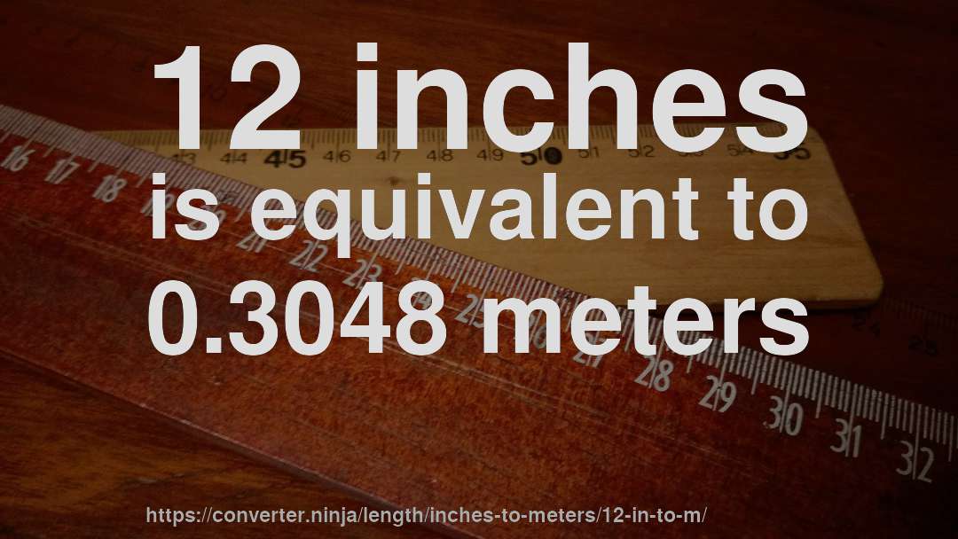 12 inches is equivalent to 0.3048 meters