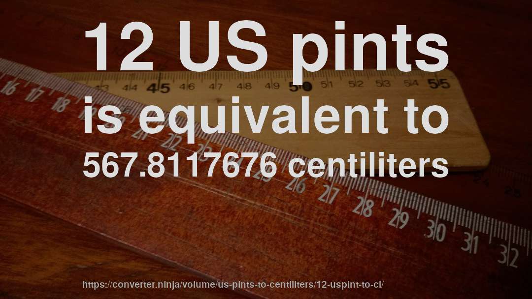 12 US pints is equivalent to 567.8117676 centiliters