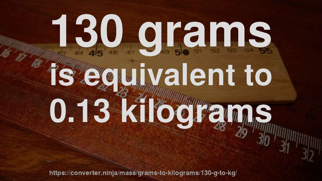 130 grams is equivalent to 0.13 kilograms