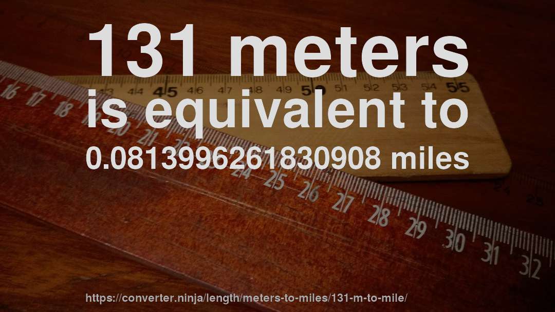 131 meters is equivalent to 0.0813996261830908 miles