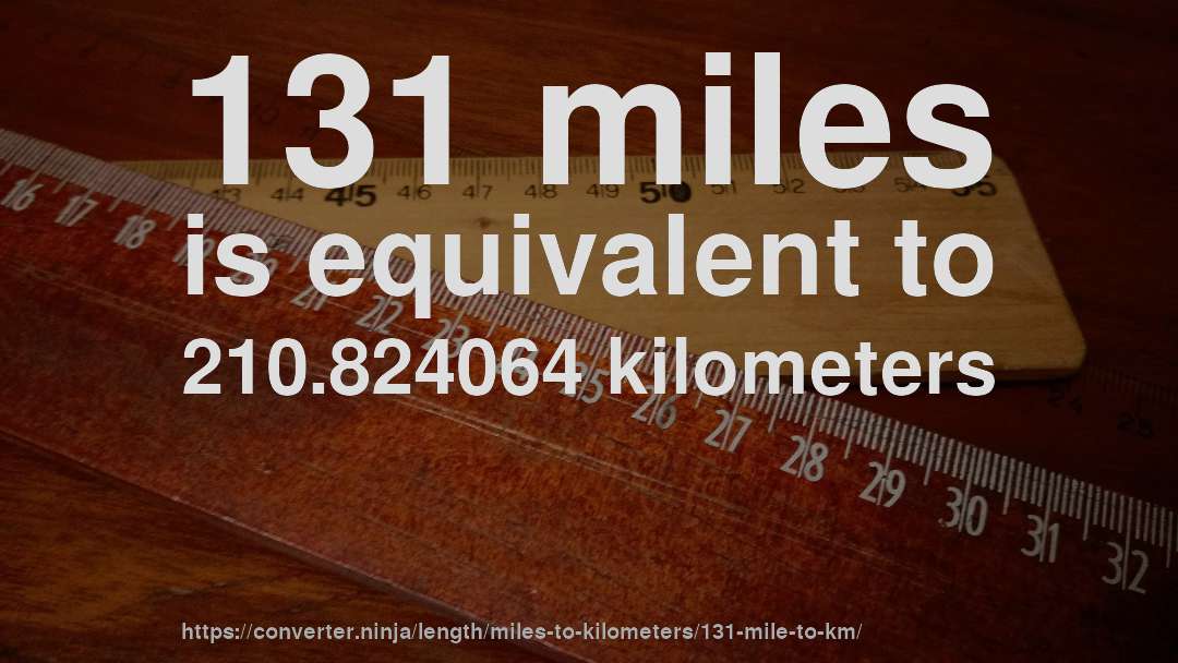 131 miles is equivalent to 210.824064 kilometers