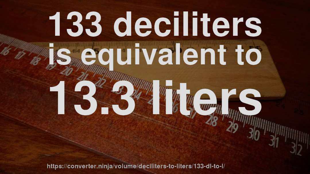 133 deciliters is equivalent to 13.3 liters