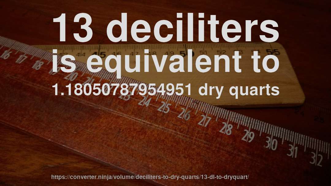 13 deciliters is equivalent to 1.18050787954951 dry quarts