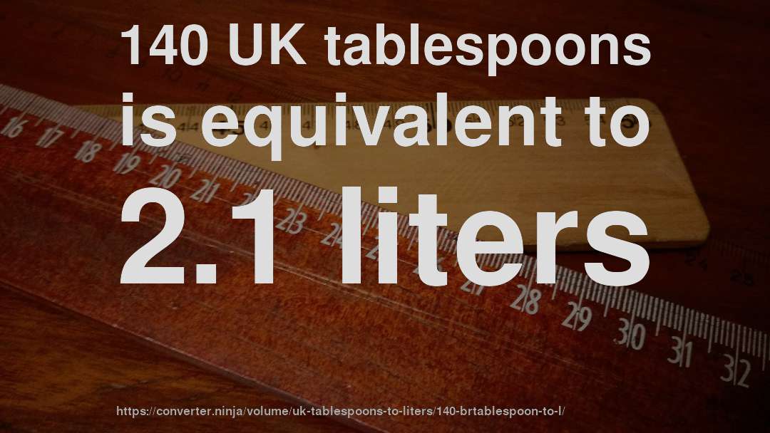140 UK tablespoons is equivalent to 2.1 liters