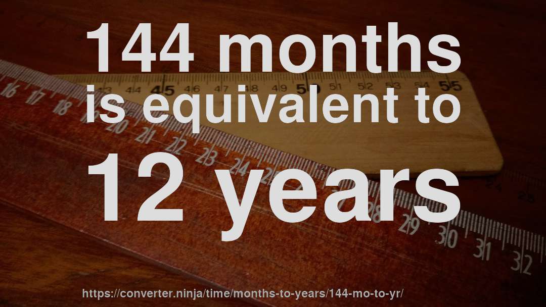 144 months is equivalent to 12 years