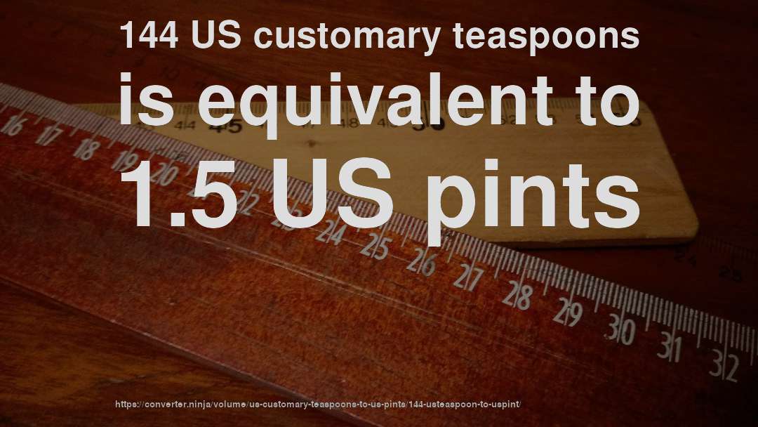 144 US customary teaspoons is equivalent to 1.5 US pints