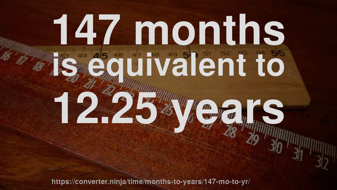 147 months is equivalent to 12.25 years