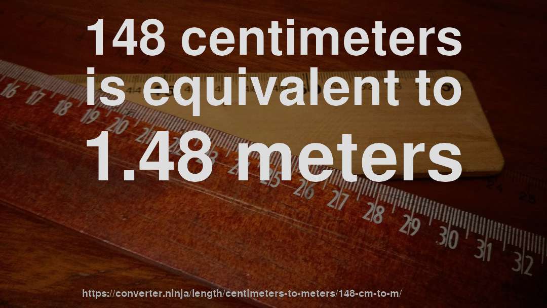 148 centimeters is equivalent to 1.48 meters